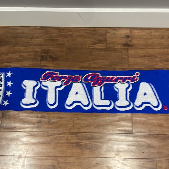 (2/$40) Forza Azzurri Italia Fringe Trim Knit Scarf  Made in Portugal - Picture 4 of 6